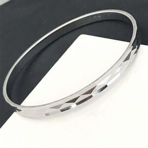 Vintage 1980s Monet Bangle Bracelet Faceted Silver Tone - 6I